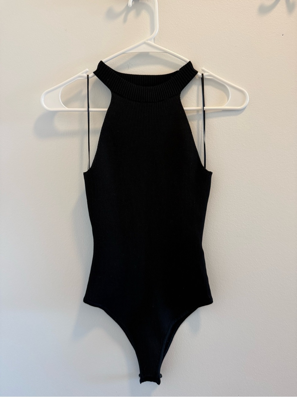 Black Ribbed Halter Bodysuit Women’s Large